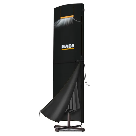 Haegs Bahçe Şemsiye Kılıfı, Veranda Parasol Konsol Şemsiyesi Brandası, Koruma Örtüsü, Su Geçirmez, Hava Koşullarına Dayanıklı Bahçe Gölgelik Güneşlik Örtüsü (210-45/72/32 cm) Siyah