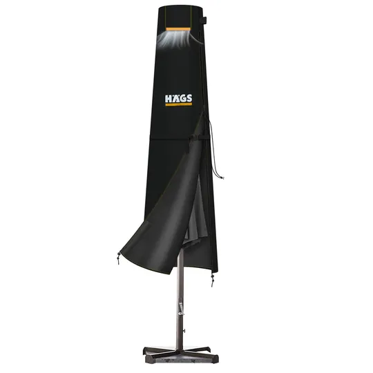 Haegs Bahçe Şemsiye Kılıfı, Veranda Parasol Konsol Şemsiyesi Brandası, Koruma Örtüsü, Su Geçirmez, Hava Koşullarına Dayanıklı Bahçe Gölgelik Güneşlik Örtüsü (190-30/50 cm) Siyah