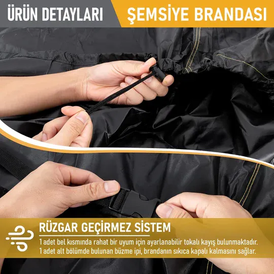 Haegs Bahçe Şemsiye Kılıfı, Veranda Parasol Konsol Şemsiyesi Brandası, Koruma Örtüsü, Su Geçirmez, Hava Koşullarına Dayanıklı Bahçe Gölgelik Güneşlik Örtüsü (175 x 32/37 cm) Siyah