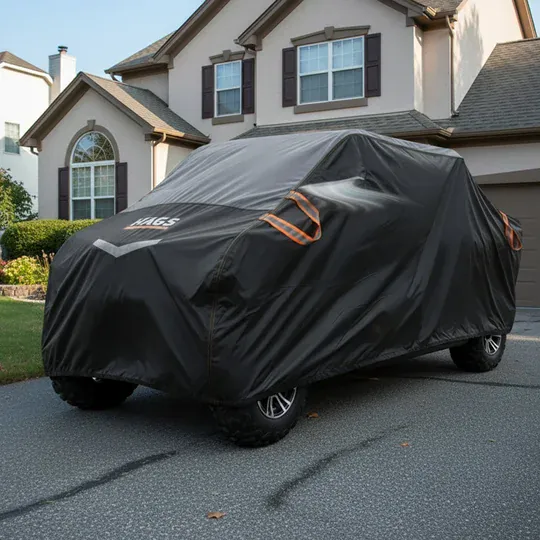 Haegs UTV Brandası, UTV Koruma Kılıfı, Örtüsü, Ağır Hizmet Tipi, Su Geçirmez, 4 Mevsim Koruma, Çift Sıra Koltuklu 4-6 Kişilik Plus UTV için (XL-420-175-190cm) Siyah - Gri