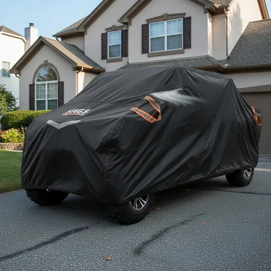 Haegs UTV Brandası, UTV Koruma Kılıfı, Örtüsü, Ağır Hizmet Tipi, Su Geçirmez, 4 Mevsim Koruma, Çift Sıra Koltuklu 4-6 Kişilik Plus UTV için (XL-420-175-190cm) Siyah