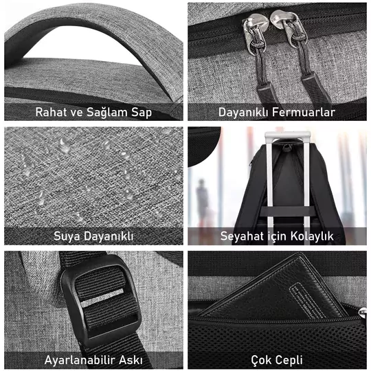 Haegs Laptop Sırt Çantası, Multi Cepli İş Seyahat Çantası, Dizüstü Bilgisayar Sırt Çantası, Suya Dayanıklı, Kolej Bilgisayar Çantası, Kadınlar ve Erkekler İçin Çok Bölmeli Organizer Çanta - Koyu Mavi