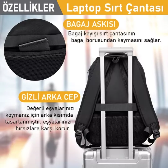 Haegs Laptop Sırt Çantası, Multi Cepli İş Seyahat Çantası, Dizüstü Bilgisayar Sırt Çantası, Suya Dayanıklı, Kolej Bilgisayar Çantası, Kadınlar ve Erkekler İçin Çok Bölmeli Organizer Çanta - Koyu Mavi