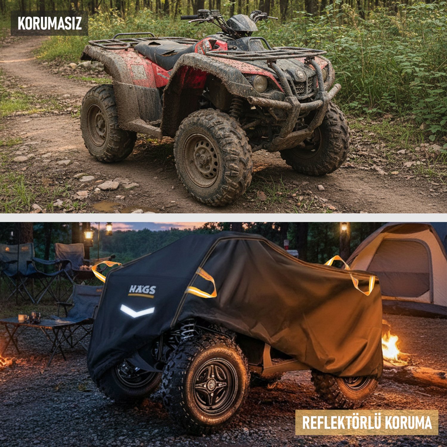 Haegs ATV Brandası, ATV Koruma Kılıfı, Örtüsü Su Geçirmez Dış Mekan Ağır Hizmet Tipi, 4 Mevsim (XXXL-255-110-120) - Gri