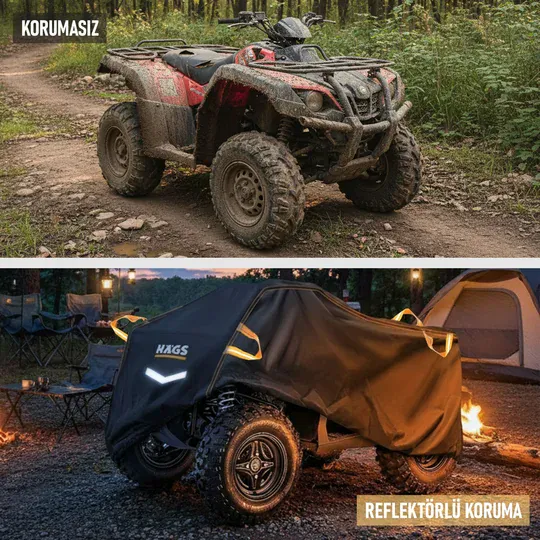 Haegs ATV Brandası, ATV Koruma Kılıfı, Örtüsü Su Geçirmez Dış Mekan Ağır Hizmet Tipi, 4 Mevsim (XL-210-120-115cm) - Siyah - Gri