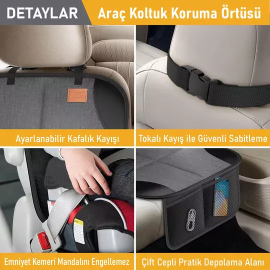 Haegs Oto Koltuk Koruyucu Kılıf, Çocuk Oto Koltuğu için Koruyucu Örtü, Kalın Pedli Araba Koltuk Minderi Su Geçirmez Evcil Hayvan, Kedi Köpek Araç Koltuk Örtüsü, - Gri