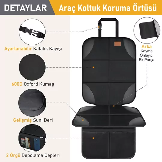 Haegs Oto Koltuk Koruyucu Kılıf, Çocuk Oto Koltuğu için Koruyucu Örtü, Kalın Pedli Araba Koltuk Minderi Su Geçirmez Evcil Hayvan, Kedi Köpek Araç Koltuk Örtüsü, - Gri