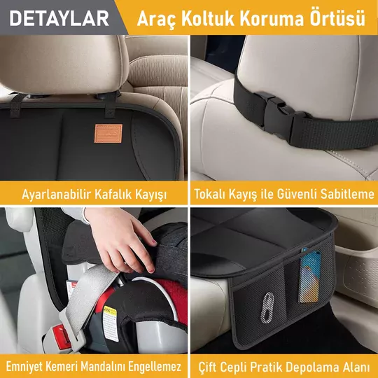 Haegs Oto Koltuk Koruyucu Kılıf, Çocuk Oto Koltuğu için Koruyucu Örtü, Kalın Pedli Araba Koltuk Minderi Su Geçirmez Evcil Hayvan, Kedi Köpek Araç Koltuk Örtüsü, - Siyah