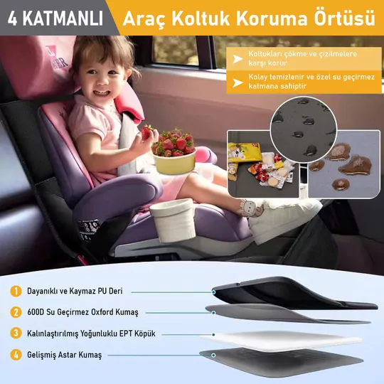 Haegs Oto Koltuk Koruyucu Kılıf, Çocuk Oto Koltuğu için Koruyucu Örtü, Kalın Pedli Araba Koltuk Minderi Su Geçirmez Evcil Hayvan, Kedi Köpek Araç Koltuk Örtüsü, - Siyah