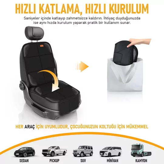 Haegs Oto Koltuk Koruyucu Kılıf, Çocuk Oto Koltuğu için Koruyucu Örtü, Kalın Pedli Araba Koltuk Minderi Su Geçirmez Evcil Hayvan, Kedi Köpek Araç Koltuk Örtüsü, - Siyah