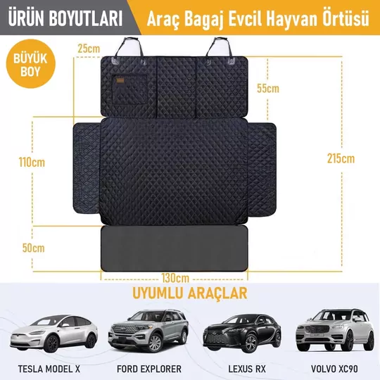 Haegs Araç Bagaj Örtüsü, Evcil Hayvan Köpek Bagaj Koruma Kılıfı - SUV, Sedan, Pickup Panelvan Bagaj Havuzu, Araba için Su Geçirmez Bagaj Koruyucu Kılıf Örtü Mat- Large - Gri