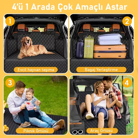 Haegs Araç Bagaj Örtüsü, Evcil Hayvan Köpek Bagaj Koruma Kılıfı - SUV, Sedan, Pickup Panelvan Bagaj Havuzu, Araba için Su Geçirmez Bagaj Koruyucu Kılıf Örtü Mat- Large - Siyah