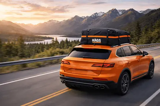 Haegs Araç Üstü Bagaj Çantası, Pickup Bagaj içi Çantası, Ağır Hizmet Tipi, Su Geçirmez, Tüm Araç Tavanları için (Üst Rafı, Çıtası Olan veya Olmayan) 540L (150 x 60 x 60cm) Siyah - Turuncu