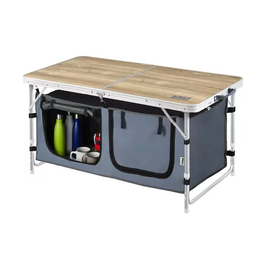 Haegs Saklama Dolaplı Kamp Masası, Outdoor Kamp Mutfağı, Kamp Dolabı, Katlanabilir Kamp Piknik Masası, Seyahat Mutfağı, Mutfak Dolabı, Depolama bölmeli, Dış Mekan Mutfağı 90x50cm Naturel Meşe