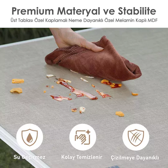 Haegs Saklama Dolaplı Kamp Masası, Outdoor Kamp Mutfağı, Kamp Dolabı, Katlanabilir Kamp Piknik Masası, Seyahat Mutfağı, Mutfak Dolabı, Depolama bölmeli, Dış Mekan Mutfağı 90x50cm Naturel Meşe