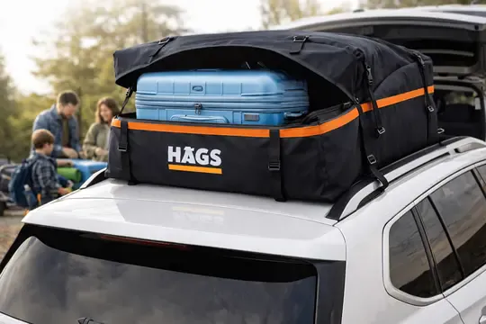 Haegs Araç Üstü Bagaj Çantası, Port Bagaj, Araç Üstü Tavan Çantası, Ağır Hizmet Tipi, Su Geçirmez, Tüm Araç Tavanları için (Üst Rafı, Çıtası Olan veya Olmayan) 570L (130 x 102 x 43cm) Siyah - Turuncu