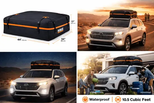 Haegs Araç Üstü Bagaj Çantası, Port Bagaj, Araç Üstü Tavan Çantası, Ağır Hizmet Tipi, Su Geçirmez, Tüm Araç Tavanları için (Üst Rafı, Çıtası Olan veya Olmayan) 415L (112 x 86 x 43cm) Siyah - Gri