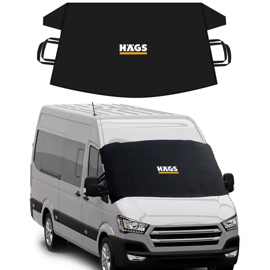 Haegs Buz ve Kar Önleyici Araç Ön Cam Örtüsü Brandası | Ağır Hizmet Tipi 600D Oxford Kumaş | Arabalar, SUV`lar, Kamyonetler İçin Oto Ön Cam Koruyucu Güneşlik | Don Örtüsü (198x114cm) XXL - Siyah