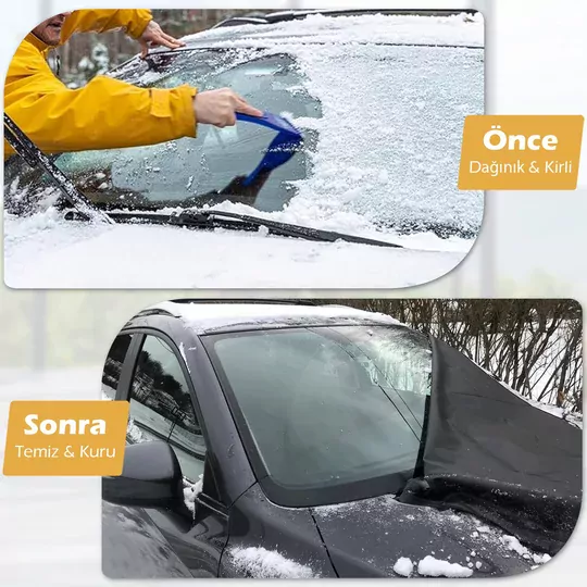 Haegs Buz ve Kar Önleyici Araç Ön Cam Örtüsü Brandası | Ağır Hizmet Tipi 600D Oxford Kumaş | Arabalar, SUV`lar, Kamyonetler İçin Oto Ön Cam Koruyucu Güneşlik | Don Örtüsü (198x114cm) XXL - Siyah