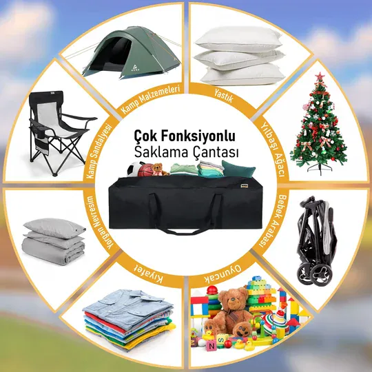 Haegs Taşıma Çantası, Fermuarlı Dayanıklı Seyahat Spor, Kamp Malzemeleri Saklama Çantası, Hurç, Valiz, 95L (105 x 25 x 36 cm) - Siyah