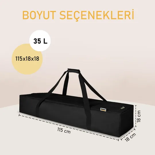 Haegs Taşıma Çantası, İnce Uzun Çok Amaçlı Alet Tripod Olta Çantası, Fermuarlı Dayanıklı, Kamp Malzemeleri Saklama Çantası, 35L (115 x 18 x 18 cm) Siyah