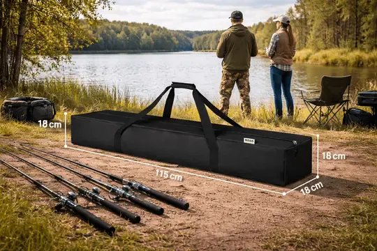 Haegs Taşıma Çantası, İnce Uzun Çok Amaçlı Alet Tripod Olta Çantası, Fermuarlı Dayanıklı, Kamp Malzemeleri Saklama Çantası, 35L (115 x 18 x 18 cm) Siyah