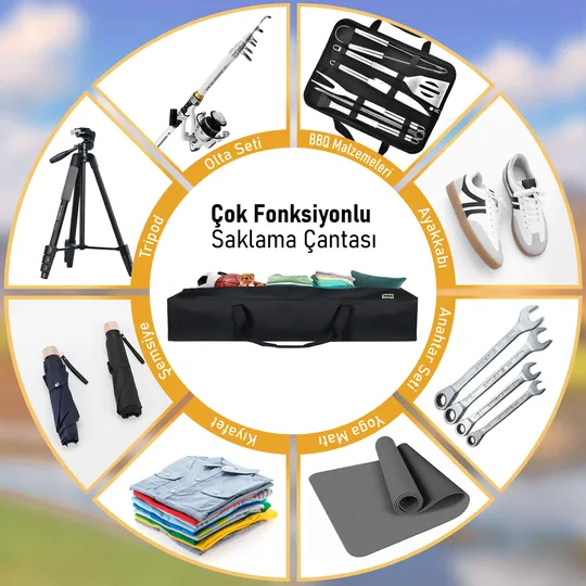 Haegs Taşıma Çantası, İnce Uzun Çok Amaçlı Alet Tripod Olta Çantası, Fermuarlı Dayanıklı, Kamp Malzemeleri Saklama Çantası, 35L (115 x 18 x 18 cm) Siyah