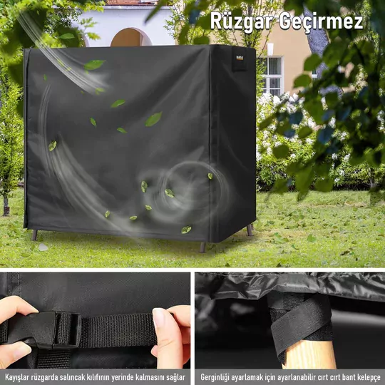 HAEGS Bahçe Salıncak Koruma Örtüsü Üç Kişilik Tenteli Hamak Bahçe Salıncağı Koruma Kılıfı Su Geçirmez Branda Dayanıklı 210x125x170cm Siyah
