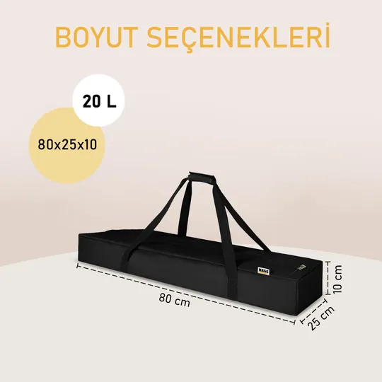 Haegs Taşıma Çantası, Çok Amaçlı Küçük Alet Çantası, Fermuarlı Dayanıklı, Kamp Malzemeleri Saklama Çantası, 20L (80 x 25 x 10 cm) Siyah