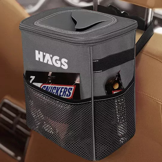 HAEGS Araç içi Çöp Çantası, Araba Çöp Kovası -Araç Çöp Kutusu Kapaklı ve Saklama Cepli %100 Sızdırmaz Organizer Çanta, Su Geçirmez Oto Çöp Kovası, Çok Amaçlı Araç içi Düzenleyici Çanta, 8 Lt - Gri