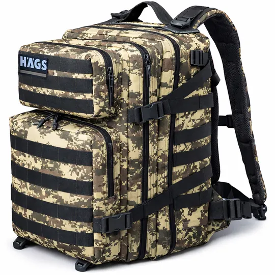 HAEGS Askeri Taktik Sırt Çantası, Ordu Derecesinde Sağlam, Ağır Hizmet Taktik Çanta, 3 Günlük Acil Durum Hücum Çantası, Kampçılık, Dağcılık, Trekking Seyahat Sırt Çantası- 45L - Kamuflaj