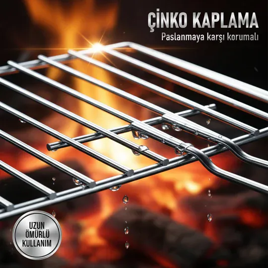 Haegs Mangal Izgara Teli, Yer Kaplamaz, Pratik Katlanır Kulplu, Tel Mangal Izgarası, Barbekü Grill Pişirme Teli, 26 x 34 cm