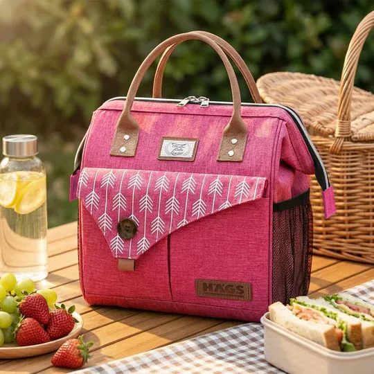 Haegs Kadın Termal Çanta, Yalıtımlı Yemek Taşıma, Bayan Beslenme Çantası, Sızdırmaz Beslenme Kutusu, iş Ofis Kamp Piknik için İçin 11L Pembe