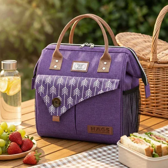 Haegs Kadın Termal Çanta, Yalıtımlı Yemek Taşıma, Bayan Yemek Kutusu, Kamp, Piknik, Ofis İçin 11L Lila