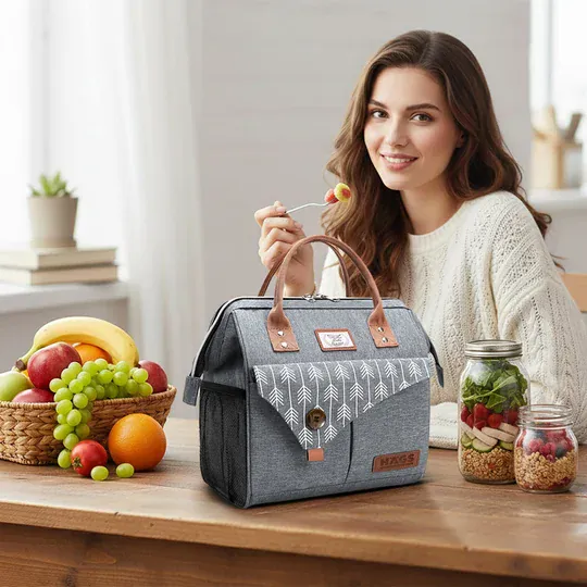 Haegs Kadın Termal Çanta, Yalıtımlı Yemek Taşıma, Bayan Yemek Kutusu, Kamp, Piknik, Ofis İçin 11L Lila