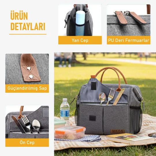 Haegs Kadın Termal Çanta, Yalıtımlı Yemek Taşıma, Bayan Yemek Kutusu, Kamp, Piknik, Ofis İçin 11L Lila