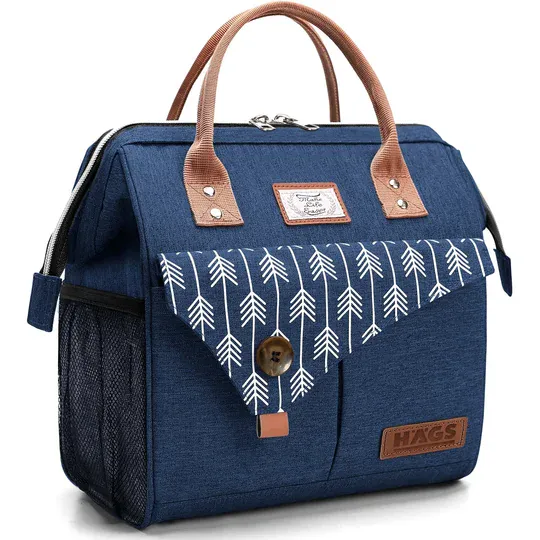 Haegs Kadın Termal Çanta, Yalıtımlı Yemek Taşıma, Bayan Yemek Kutusu, Kamp, Piknik, Ofis İçin 11L Lacivert
