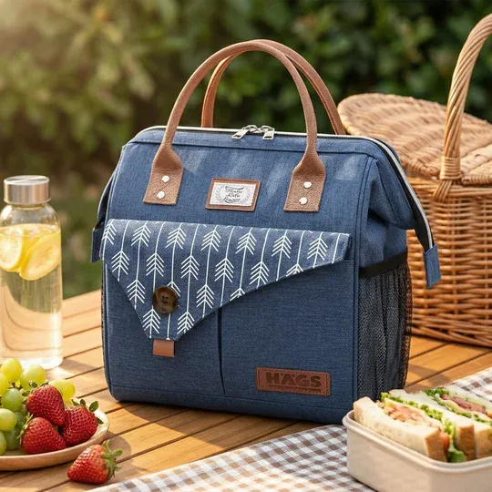 Haegs Kadın Termal Çanta, Yalıtımlı Yemek Taşıma, Bayan Yemek Kutusu, Kamp, Piknik, Ofis İçin 11L Lacivert