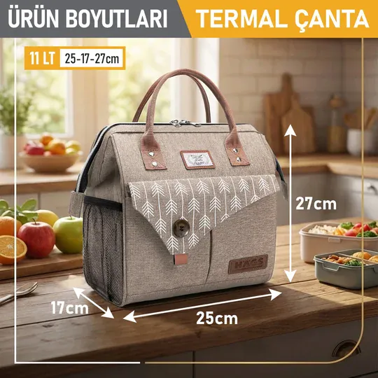 Haegs Kadın Termal Çanta, Yalıtımlı Yemek Taşıma, Bayan Beslenme Çantası, Sızdırmaz Beslenme Kutusu, Yetişkinler ve Çalışanlar İçin 11L BeJ