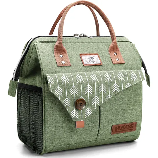 Haegs Kadın Termal Çanta, Yalıtımlı Yemek Taşıma, Bayan Yemek Kutusu, Kamp, Piknik, Ofis İçin 11L Yeşil