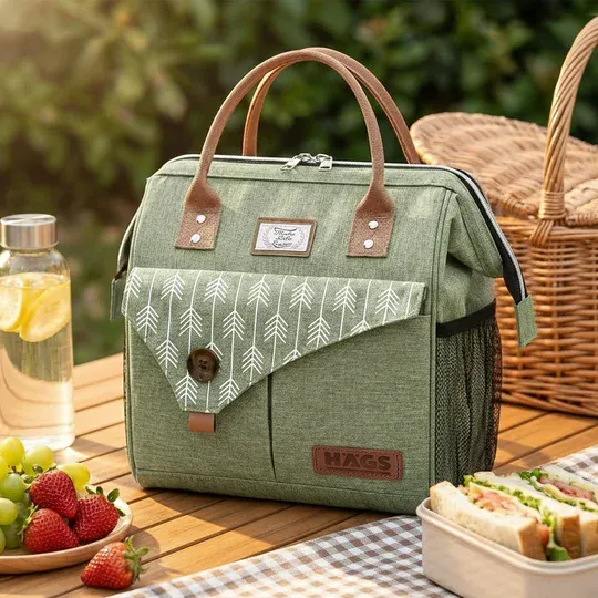Haegs Kadın Termal Çanta, Yalıtımlı Yemek Taşıma, Bayan Yemek Kutusu, Kamp, Piknik, Ofis İçin 11L Yeşil