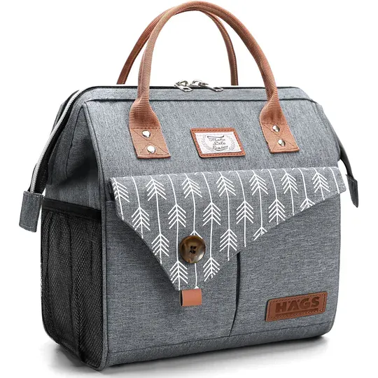 Haegs Kadın Termal Çanta, Yalıtımlı Yemek Taşıma, Bayan Beslenme Çantası, Sızdırmaz Beslenme Kutusu, Yetişkinler ve Çalışanlar İçin 11L Gri