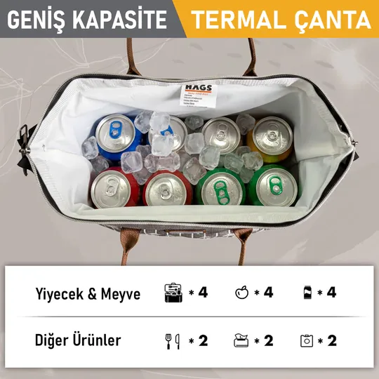 Haegs Kadın Termal Çanta, Yalıtımlı Yemek Taşıma, Bayan Beslenme Çantası, Sızdırmaz Beslenme Kutusu, Yetişkinler ve Çalışanlar İçin 11L Gri