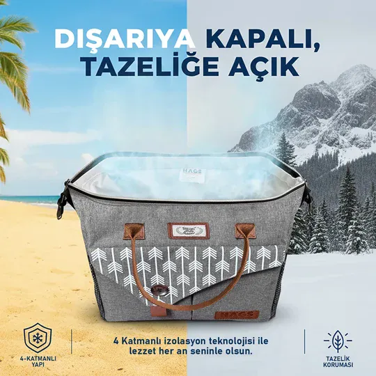 Haegs Kadın Termal Çanta, Yalıtımlı Yemek Taşıma, Bayan Beslenme Çantası, Sızdırmaz Beslenme Kutusu, Yetişkinler ve Çalışanlar İçin 11L Gri