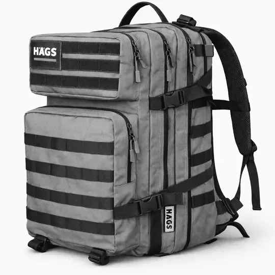 HAEGS Askeri Taktik Sırt Çantası, Ordu Derecesinde Sağlam, Ağır Hizmet Taktik Çanta, 3 Günlük Acil Durum Hücum Çantası, Kampçılık, Dağcılık, Trekking Seyahat Sırt Çantası- 45L - Gri
