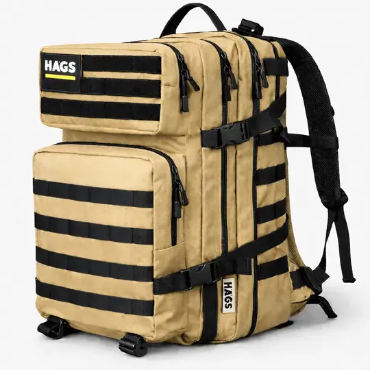 HAEGS Askeri Taktik Sırt Çantası, Ordu Derecesinde Sağlam, Ağır Hizmet Taktik Çanta, 3 Günlük Acil Durum Hücum Çantası, Kampçılık, Dağcılık, Trekking Seyahat Sırt Çantası- 45L - Camel Bej