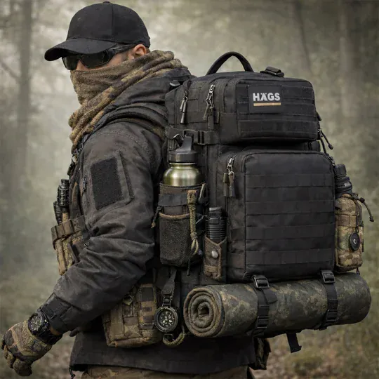 HAEGS Askeri Taktik Sırt Çantası, Ordu Derecesinde Sağlam, Ağır Hizmet Taktik Çanta, 3 Günlük Acil Durum Hücum Çantası, Kampçılık, Dağcılık, Trekking Seyahat Sırt Çantası- 45L - Camel Bej