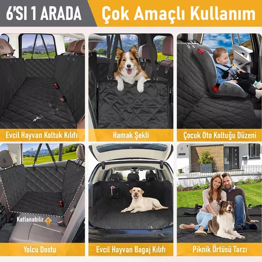 Haegs Evcil Hayvan için Araba Koltuk Kılıfı, Oto Köpek Koltuk Örtüsü, Su Geçirmez Hamak 600D Ağır Hizmet Tipi Çizilmeye Dayanıklı Kaymaz Bagaj Köpek Örtüsü Araba Pickup ve SUV`lar için- Gri