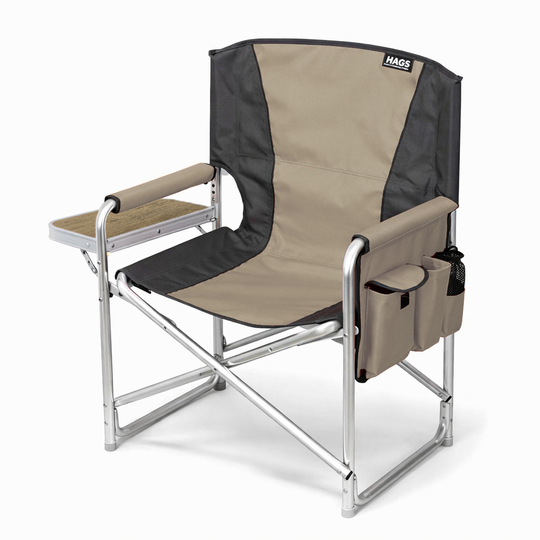 Haegs Alüminyum Kamp Sandalyesi, Hafif Taşınabilir Katlanır Yönetmen Sandalyesi, Yan Sehpa ve Çıkarılabilir Yan Cep ile Açık Hava Kampı, Çim, Piknik, Bahçe, Teras, Balkon için Uygun, Bej