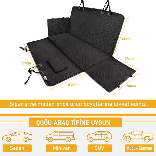 Haegs Evcil Hayvan için Araba Koltuk Kılıfı, Oto Köpek Koltuk Örtüsü, Su Geçirmez Hamak 600D Ağır Hizmet Tipi Çizilmeye Dayanıklı Kaymaz Bagaj Köpek Örtüsü Araba Pickup ve SUV`lar için- Siyah